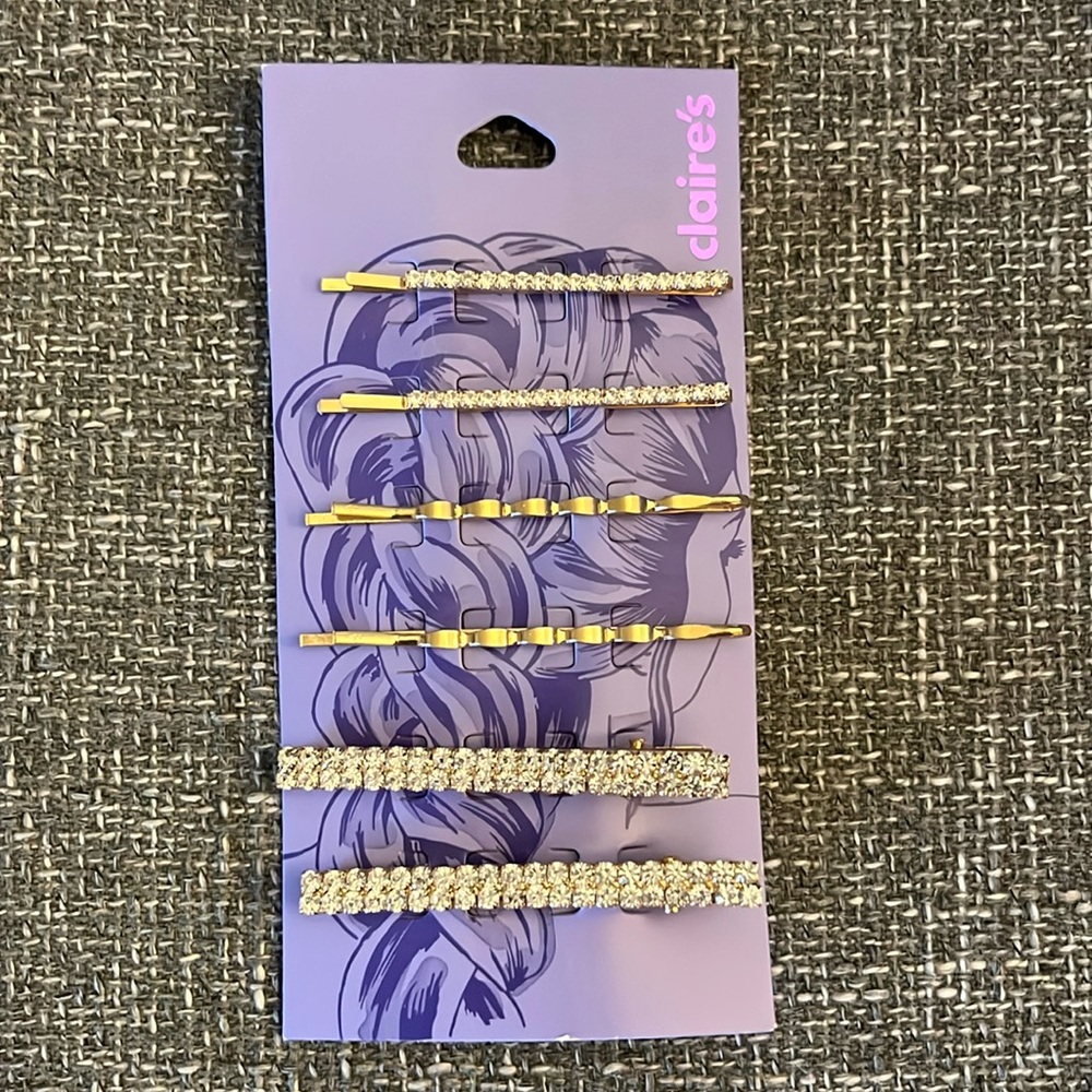 NWT Claire's Decorative Gold Tone Bobby Pins Hair Pins